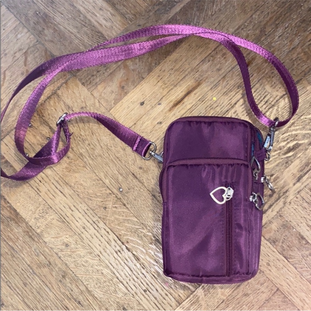 Purple crossbody bag purple phone bag purple bag heart bag